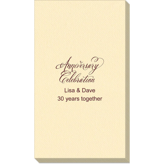 Elegant Anniversary Celebration Linen Like Guest Towels